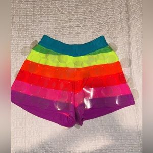Queen of sparkles Neon striped clear sequence shorts